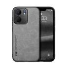 For OPPO A5x 5G Global Skin Feel Magnetic Leather Back Phone Case(Light Grey) - 1