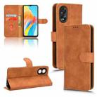 For OPPO A38 / A18 Skin Feel Magnetic Flip Leather Phone Case(Brown) - 1