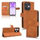 For OPPO A3x 5G Skin Feel Magnetic Flip Leather Phone Case(Brown) - 1