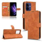For OPPO Reno13 F 5G Skin Feel Magnetic Flip Leather Phone Case(Brown) - 1