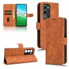 For OPPO A5 5G Global Skin Feel Magnetic Flip Leather Phone Case(Brown) - 1