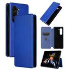 For Samsung Galaxy Z Fold5 Carbon Fiber Texture Flip Leather Phone Case(Blue) - 1