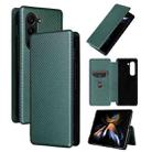 For Samsung Galaxy Z Fold5 Carbon Fiber Texture Flip Leather Phone Case(Green) - 1