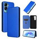 For Honor 90 Lite / X50i Carbon Fiber Texture Flip Leather Phone Case(Blue) - 1