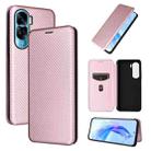 For Honor 90 Lite / X50i Carbon Fiber Texture Flip Leather Phone Case(Pink) - 1