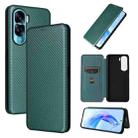 For Honor 90 Lite / X50i Carbon Fiber Texture Flip Leather Phone Case(Green) - 1