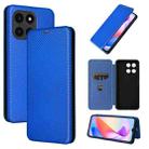 For Honor X6a 4G Carbon Fiber Texture Flip Leather Phone Case(Blue) - 1