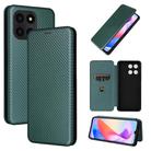 For Honor X6a 4G Carbon Fiber Texture Flip Leather Phone Case(Green) - 1