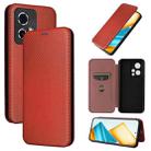 For Honor 90 GT Carbon Fiber Texture Flip Leather Phone Case(Brown) - 1