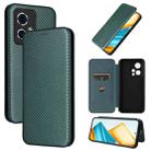 For Honor 90 GT Carbon Fiber Texture Flip Leather Phone Case(Green) - 1