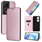 For Honor X7b Carbon Fiber Texture Flip Leather Phone Case(Pink) - 1