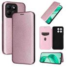 For Honor X8b Carbon Fiber Texture Flip Leather Phone Case(Pink) - 1