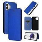 For Nothing Phone 2 Carbon Fiber Texture Flip Leather Phone Case(Blue) - 1