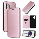 For Nothing Phone 2 Carbon Fiber Texture Flip Leather Phone Case(Pink) - 1