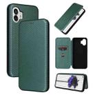 For Nothing Phone 2 Carbon Fiber Texture Flip Leather Phone Case(Green) - 1