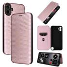 For Nothing CMF Phone 1 Carbon Fiber Texture Flip Leather Phone Case(Pink) - 1