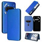 For Nothing Phone 3a Carbon Fiber Texture Flip Leather Phone Case(Blue) - 1