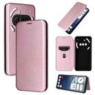 For Nothing Phone 3a Carbon Fiber Texture Flip Leather Phone Case(Pink) - 1