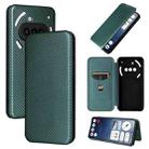 For Nothing Phone 3a Carbon Fiber Texture Flip Leather Phone Case(Green) - 1