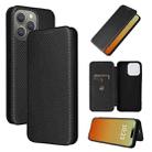 For iPhone 15 Pro Carbon Fiber Texture Flip Leather Phone Case(Black) - 1