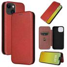 For iPhone 15 Plus Carbon Fiber Texture Flip Leather Phone Case(Brown) - 1
