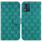 For Motorola Moto E13 Double 8-shaped Embossed Leather Phone Case(Green) - 1