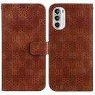 For Motorola Moto G62 5G Double 8-shaped Embossed Leather Phone Case(Brown) - 1