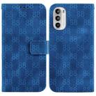 For Motorola Moto G62 5G Double 8-shaped Embossed Leather Phone Case(Blue) - 1