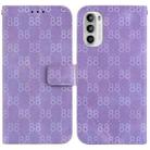 For Motorola Moto G52J JP Version Double 8-shaped Embossed Leather Phone Case(Purple) - 1
