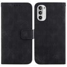 For Motorola Moto G52J JP Version Double 8-shaped Embossed Leather Phone Case(Black) - 1