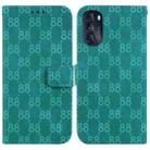 For Motorola Moto G 2022 Double 8-shaped Embossed Leather Phone Case(Green) - 1