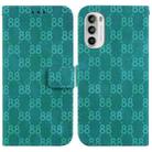 For Motorola Moto G52 Double 8-shaped Embossed Leather Phone Case(Green) - 1