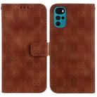 For Motorola Moto G22 Double 8-shaped Embossed Leather Phone Case(Brown) - 1