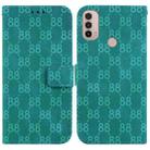 For Motorola Moto E20 / E30 / E40 Double 8-shaped Embossed Leather Phone Case(Green) - 1