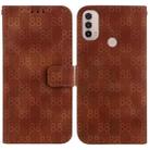 For Motorola Moto E20 / E30 / E40 Double 8-shaped Embossed Leather Phone Case(Brown) - 1