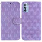 For Motorola Moto G51 Double 8-shaped Embossed Leather Phone Case(Purple) - 1