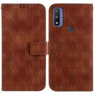 For Motorola G Pure Double 8-shaped Embossed Leather Phone Case(Brown) - 1