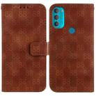 For Motorola Moto G71 5G Double 8-shaped Embossed Leather Phone Case(Brown) - 1