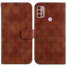 For Motorola Moto G30/G10/G20/G10 Power Double 8-shaped Embossed Leather Phone Case(Brown) - 1