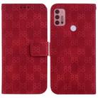 For Motorola Moto G30/G10/G20/G10 Power Double 8-shaped Embossed Leather Phone Case(Red) - 1