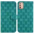 For Motorola Moto G9 Plus Double 8-shaped Embossed Leather Phone Case(Green) - 1