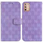 For Motorola Moto G9 Plus Double 8-shaped Embossed Leather Phone Case(Purple) - 1