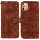 For Motorola Moto G9 Plus Double 8-shaped Embossed Leather Phone Case(Brown) - 1