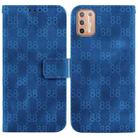 For Motorola Moto G9 Plus Double 8-shaped Embossed Leather Phone Case(Blue) - 1