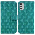 For Motorola Moto E32 Double 8-shaped Embossed Leather Phone Case(Green) - 1