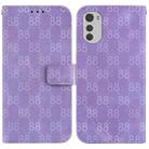 For Motorola Moto E32 Double 8-shaped Embossed Leather Phone Case(Purple) - 1