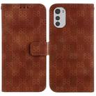 For Motorola Moto E32 Double 8-shaped Embossed Leather Phone Case(Brown) - 1