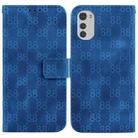 For Motorola Moto E32 Double 8-shaped Embossed Leather Phone Case(Blue) - 1