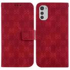 For Motorola Moto E32 Double 8-shaped Embossed Leather Phone Case(Red) - 1