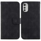 For Motorola Moto E32 Double 8-shaped Embossed Leather Phone Case(Black) - 1